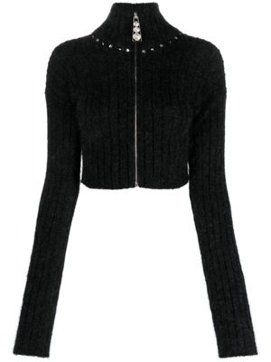Alessandra Rich cardigan nervuré à ornements - Gris