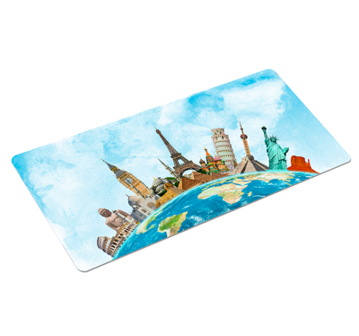 Wereldkaart XXL muismat Wereldberoemde monumenten