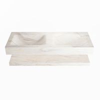 MONDIAZ ALAN-DLUX 120cm planchet Ostra. Vrijhangende wastafel CLOUD dubbel zonder kraangat, kleur Ostra.