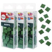 Mozaiek steentjes/tegeltjes - 615x stuks - groen - 1 x 1 cm - Mozaieken maken - Kunststof