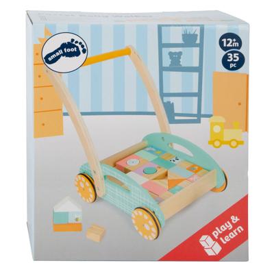 Small Foot houten baby loopwagen met blokken pastel, 35dlg.