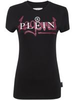 Philipp Plein t-shirt orné de cristal à logo imprimé - Noir