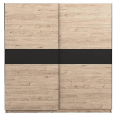 Leen Bakker - Schuifdeurkast Genua - Eikenkleur/antraciet - 204x200x60 Cm - Spaanplaat - Bruin - 200.2x204x60.3 Cm