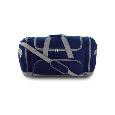 Grote sporttas of reistas - blauw/grijs - 69 x 34 x 36 cm - 4 vakken - draagriem