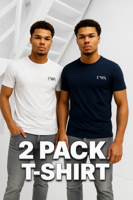 EA7 Emporio Armani Logo T-Shirt 2-Pack Heren Donkerblauw/Wit - Maat S - Kleur: DonkerblauwWit | Soccerfanshop