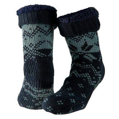 Huissokken/slofsokken Nordic print - blauw - heren - fleece gevoerd - maat 42-47 - extra warm