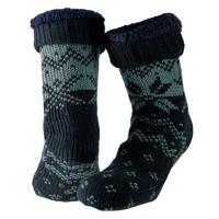 Huissokken/slofsokken Nordic print - blauw - heren - fleece gevoerd - maat 42-47 - extra warm