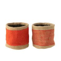 J-Line mand Rond + Band - jute - naturel|oranje - large - 2 stuks - thumbnail