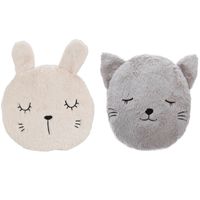 Dieren sierkussen set kinderkamer - konijn/kat - 27/32 cm - polyester