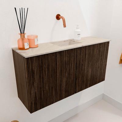 Toiletmeubel Mondiaz Joya Dlux | 80 cm | Meubelkleur Walnut | Faye wastafel Frappe Wasbak Midden | Zonder kraangat(en)