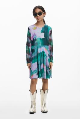 Aquarel tule jurk met lange mouwen - BLUE - 11/12
