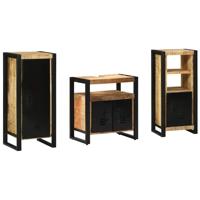 Badkamermeubelset met plank 3 pcs Bruin Massief Mango Hout