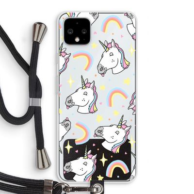 Rainbow Unicorn: Pixel 4 XL Transparant Hoesje met koord