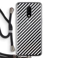 Strepen zwart-wit: OnePlus 7 Transparant Hoesje met koord