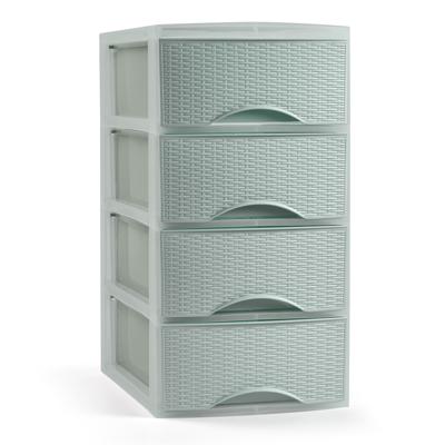Ladeblokje/bureau organizer met 4 lades - mintgroen - H34 x B18 x D25 cm - plastic