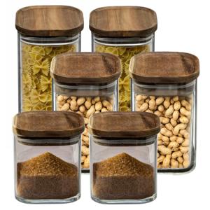 Set van 6x keuken voorraadbussen/potten glas 0.6-1.0-1.3 Liter inhoud