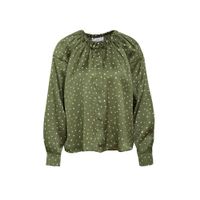 Mango top met all over print en plooien groen - thumbnail