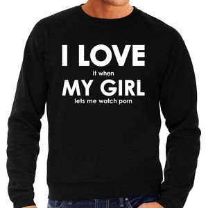 Cadeau sweater porno liefhebber I love it when my girl lets me watch porn zwart voor heren 2XL  -