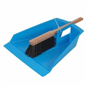 Extra groot stoffer en blik blauw 43 cm voor tuinafval/bladeren