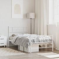 Bedframe met hoofd- en voeteneinde metaal wit 75x190 cm