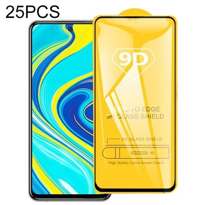 Voor Xiaomi Redmi Note 9 Pro 25 PCS 9D Volledige lijm Full Screen Tempered Glass Film