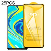 Voor Xiaomi Redmi Note 9 Pro 25 PCS 9D Volledige lijm Full Screen Tempered Glass Film