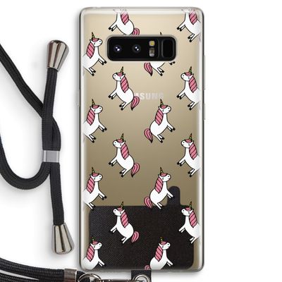 Eenhoorns overal: Samsung Galaxy Note 8 Transparant Hoesje met koord