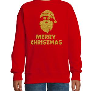 Kersttrui/sweater voor jongens/meisjes - Merry Christmas - rood - glitter goud