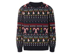 LIVERGY Heren Kersttrui (Marineblauw, XXL)