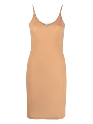 Jil Sander robe courte à col v - Marron