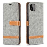 iPhone 7 hoesje - Bookcase - Pasjeshouder - Portemonnee - Vintage - Stof - Kunstleer - Grijs - thumbnail