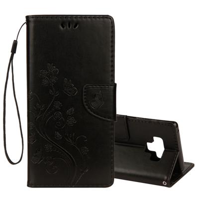 Reliëf vlinder patroon horizontale Flip lederen draagtas met kaartslot & houder & portemonnee & Lanyard voor Galaxy Note9(Black)
