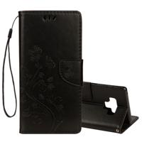 Reliëf vlinder patroon horizontale Flip lederen draagtas met kaartslot & houder & portemonnee & Lanyard voor Galaxy Note9(Black)