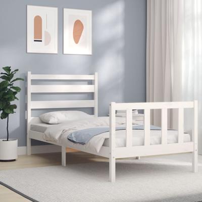 Bedframe zonder matras massief grenenhout wit 140x200 cm