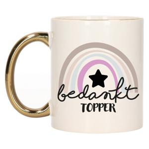 Bellatio Decorations Cadeau mok voor collega - goud - bedankt - afscheid/pensioen - keramiek - 300 ml   -