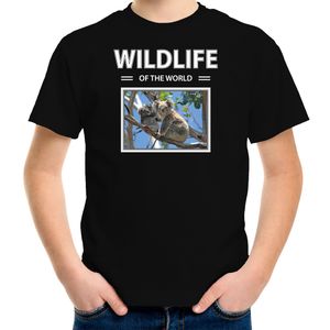 Koala t-shirt met dieren foto wildlife of the world zwart voor kinderen