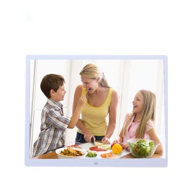Nieuwe 15-inch Digital Photo Frame elektronische Foto Frame ultra smalle zijde ondersteuning 1080 P / wandmodel reclame Machine(White)