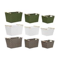 Mandenset Home ESPRIT Groen Grijs Crème Hout Polypropyleen (3 Onderdelen) (3 Stuks)