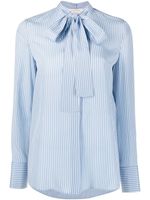 Valentino Garavani chemise rayée en soie à col lavallière - Bleu