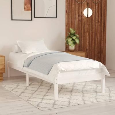 Bedframe massief hout wit 90x190 cm