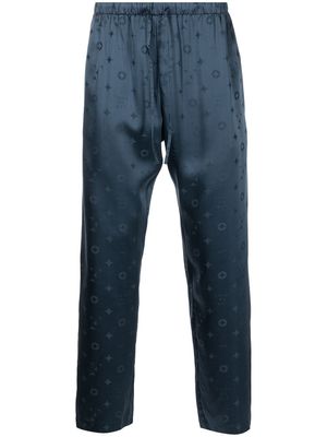 Fleur Du Mal bas de pyjama en soie à motif jacquard - Bleu