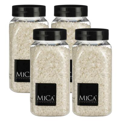 Mica Decorations decoratie stenen / granulaat - 4x - 650 ml - 2-4 mm - mat wit