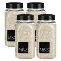Mica Decorations decoratie stenen / granulaat - 4x - 650 ml - 2-4 mm - mat wit