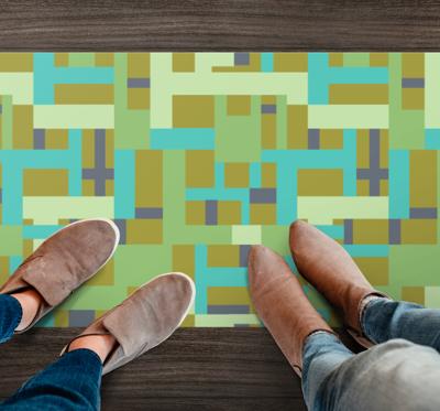 Retro rechthoekig patroon groene schaduw retro tapijt