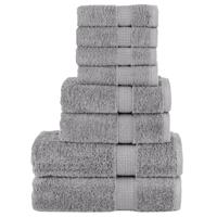 VidaXL 8-delige handdoekenset solund 600 g/m² grijs