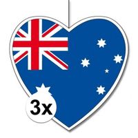 3x Australie hangdecoratie harten 14 cm   -