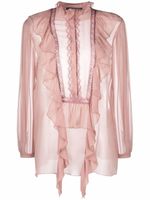 Alberta Ferretti blouse en soie à manches longues - Rose