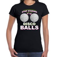 Stop staring at my disco balls boobs t-shirt zwart dames