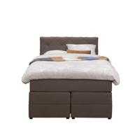 Leen Bakker - Boxspring Met Opbergruimte Liv Geruit - Donker - 120x200 Cm - Stof - Bruin