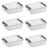 Q-line opbergbox 1L - Set van 6 - Transparant/grijs - thumbnail